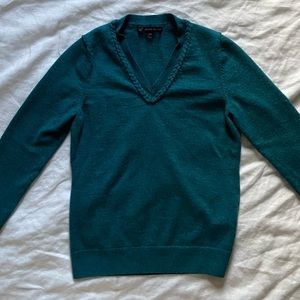 Brooks Brothers Teal V-neck Sweater, XS